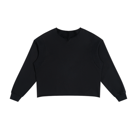 Unisex Paneled Raw Edge Boxy Sweatshirt in black