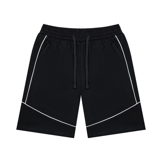 Unisex Piping Color Block Shorts in black