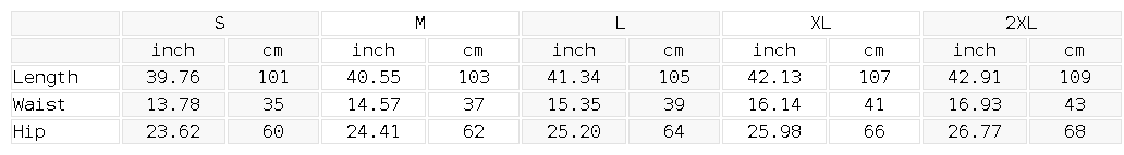 Size chart for the Unisex Piping Fleece Barrel Leg Sweatpants