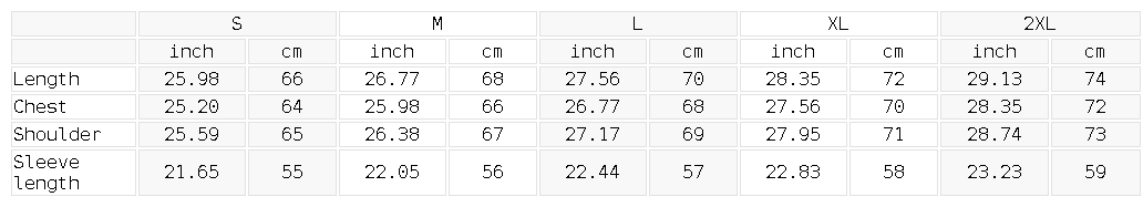 Size chart for the Unisex Plaid Quarter-Zip Sweatshirt