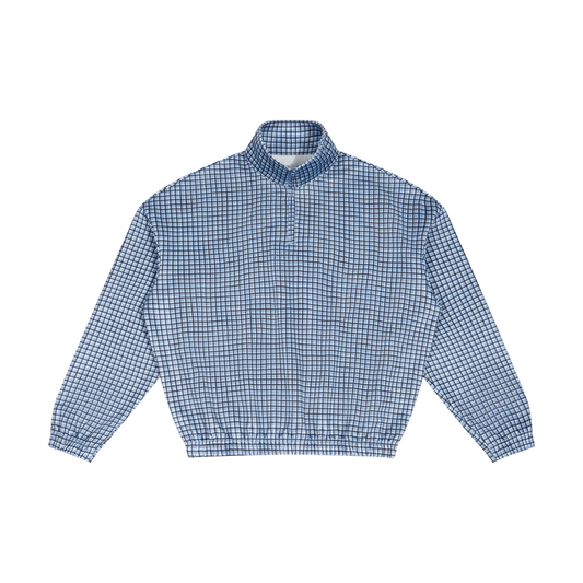 Unisex Plaid Quarter-Zip Sweatshirt in sky blue plaid