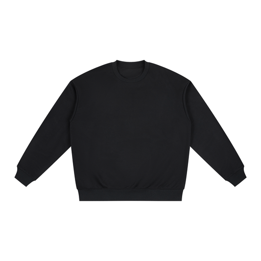Unisex Polyester Drop Shoulder Crewneck Sweatshirt in black