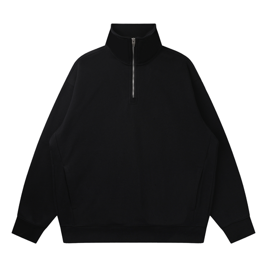 Unisex Quarter-Zip Drop Shoulder Sweatshirt in black
