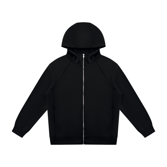 Unisex Raglan Full Zip Hoodie in black