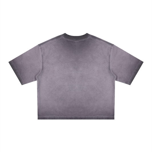 Unisex Reverse Dyed Boxy T-Shirt in ash purple, alternate angle