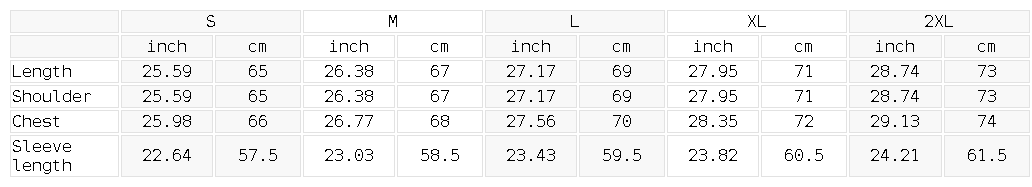 Size chart for the Unisex Snow Washed Distressed Panel Pocket Hoodie