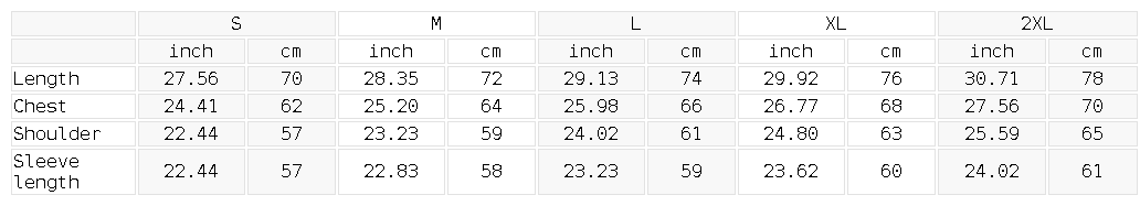 Size chart for the Unisex Snow Washed Oversized Sweatshirt