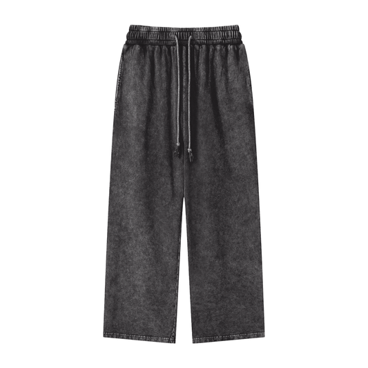Unisex Snow Washed Straight Leg Pants in black