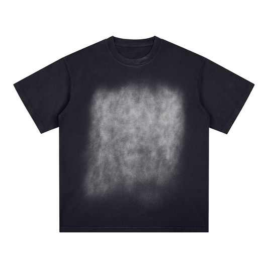 Unisex Square Patch Monkey Washed T-Shirt in black