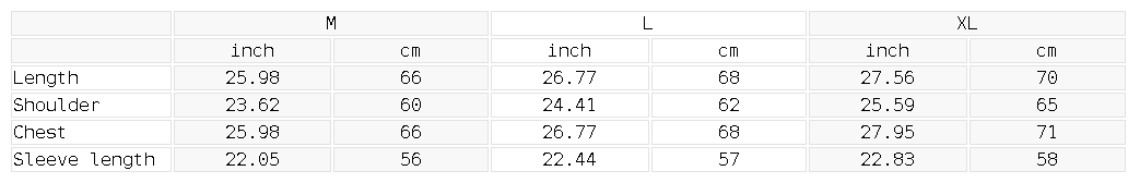 Size chart for the Unisex Sun Fade Contrast Tape Fleece Hoodie