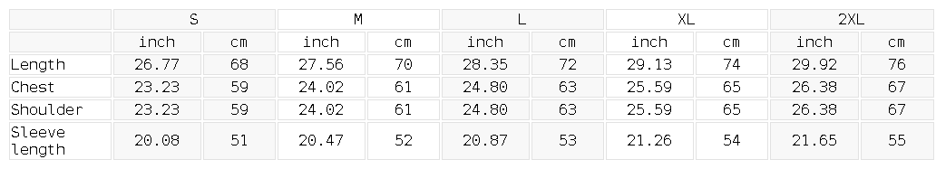 Size chart for the Unisex Sun Fade Distressed Ripped Crewneck Sweater