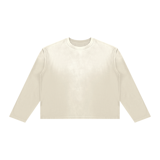 Unisex Sunfade Boxy Long Sleeve T-Shirt in apricot