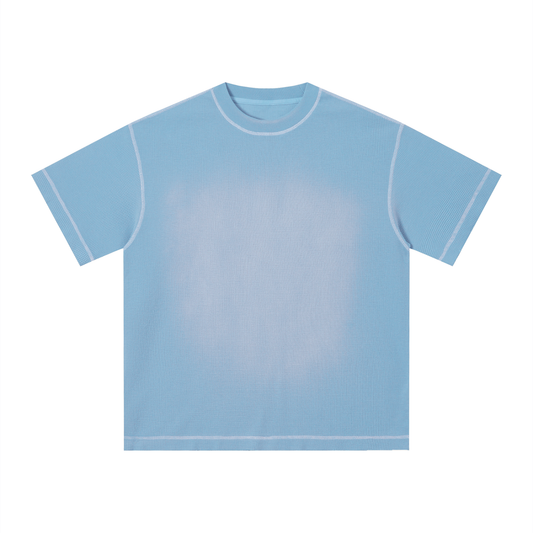 Unisex Sunfade Washed Boxy T-Shirt in sky blue