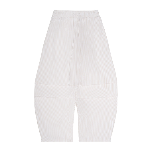 Unisex Vertical Stripe Drawstring Barrel Pants in apricot