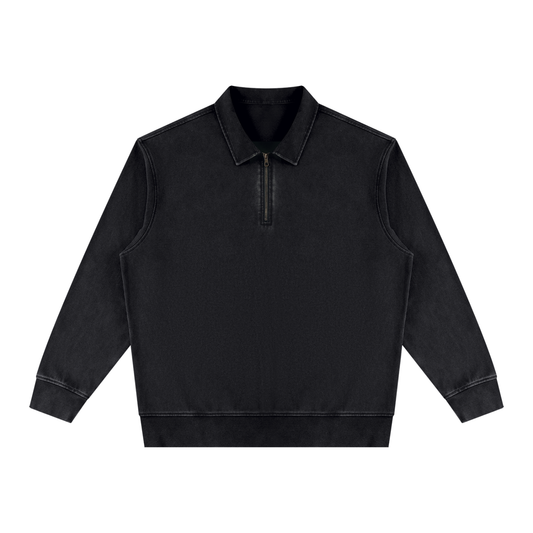 Unisex Vintage Wash Quarter-Zip Sweatshirt in black