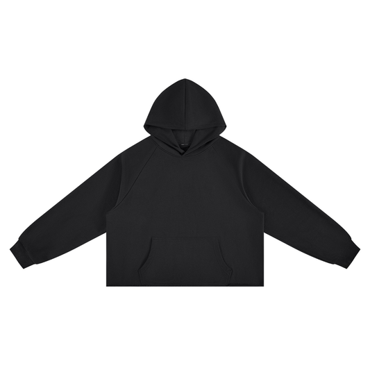 Unisex Vintage Wash Raw Edge Boxy Hoodie in black