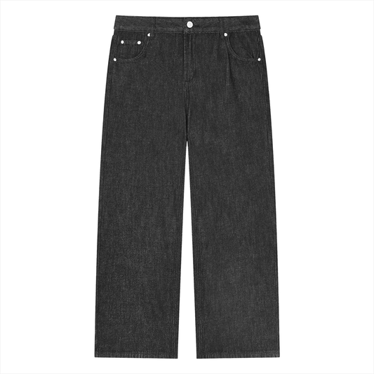 Unisex Vintage Wash Straight Leg Jeans in black