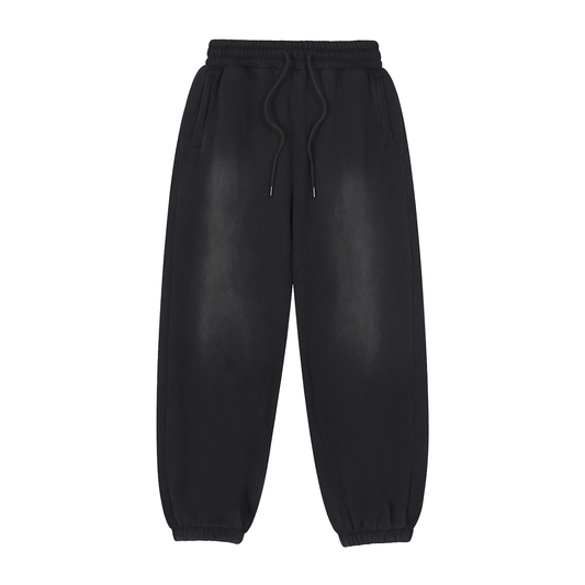 Unisex Vintage Washed Fleece Jogger Sweatpants in black