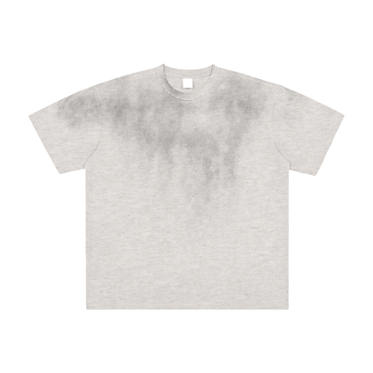Unisex Vintage Washed Frayed T-Shirt in flower gray