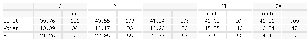 Size chart for the Unisex Waffle Barrel Leg Pants