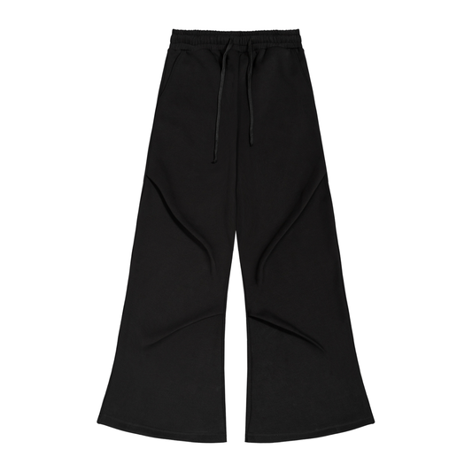 Unisex Wide Leg Drawstring Sweatpants in black