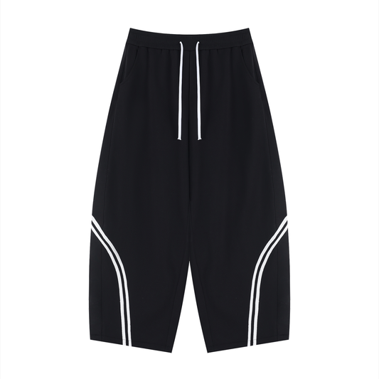 Unisex Wide Leg Piping Sweatpants in black