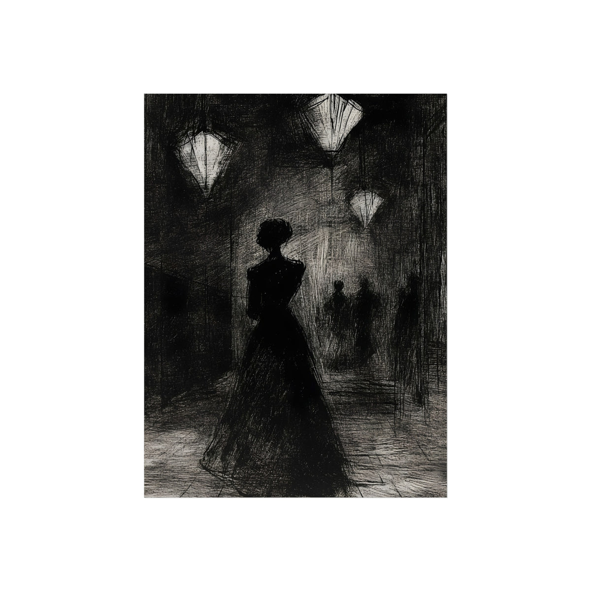 Woman Beneath the Hanging Lights, art print, view 4