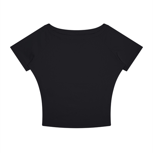 Women's Asymmetrical Cold Shoulder T-Shirt in black