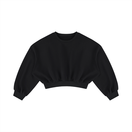 Women's Boxy Cropped Crewneck Sweatshirt in black