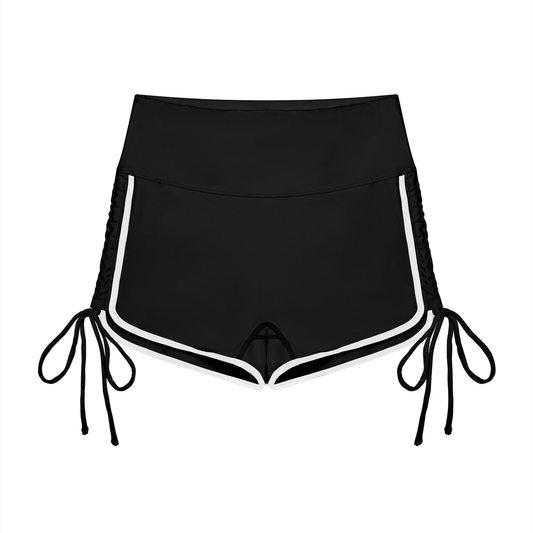 Women's Color Block High Waisted Yoga Shorts in black