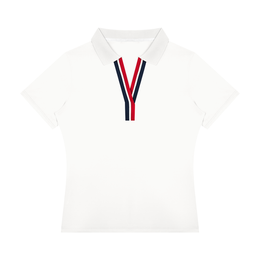 Women's Color Block Polo Shirt in white