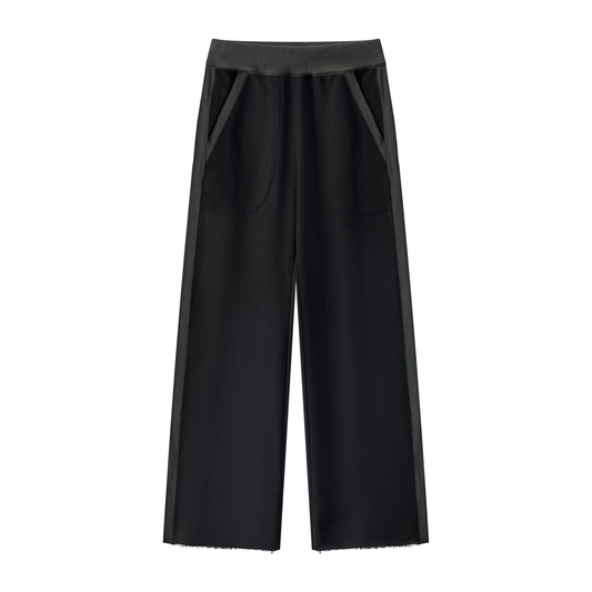Women's Color Block Raw Hem Sweatpants in black