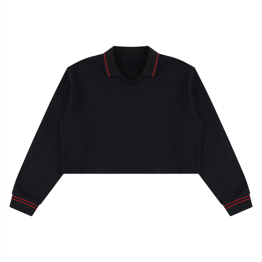Women's Crop Collared Sweatshirt in black