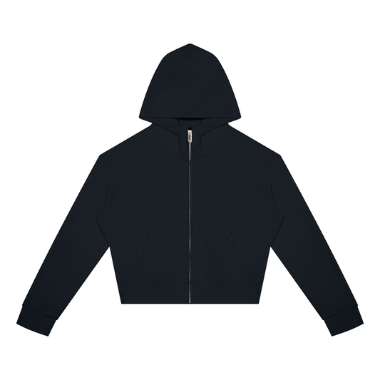 Women's Crop Full Zip Hoodie in black