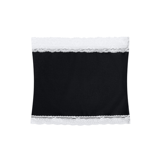 Women's Cropped Paneled Tube Top in black