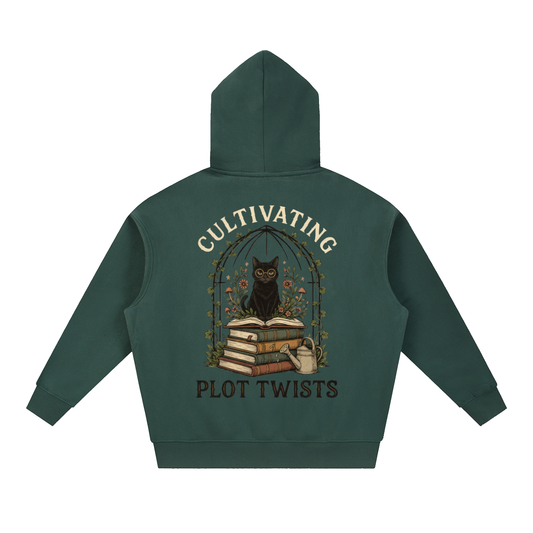 Women’s Cultivating Plot Twists Cat Oversized Fleece Hoodie