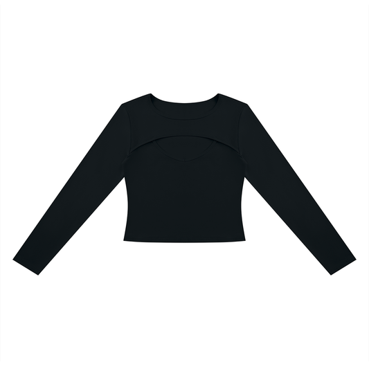 Women's Cutout Long Sleeve T-Shirt in black