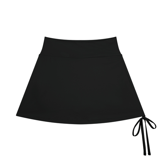 Women's Drawstring A-Line Yoga Skort in black