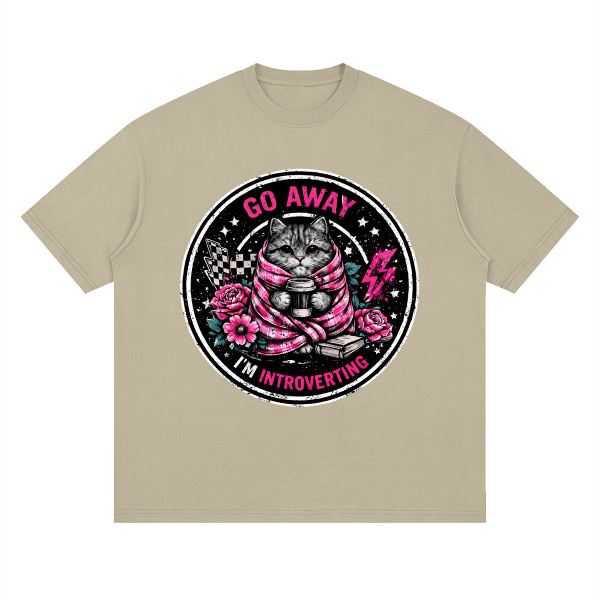 Women’s Go Away I’m Introverting Cat Drop-Shoulder T-Shirt
