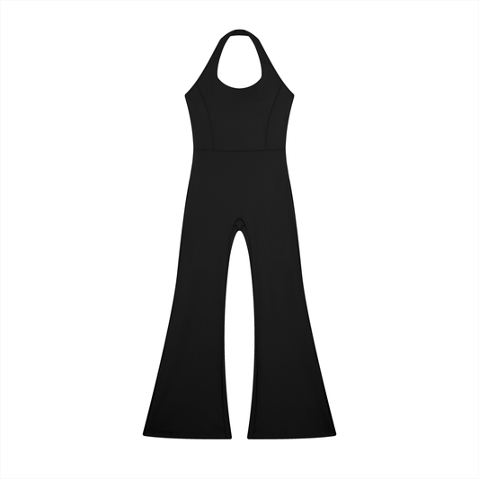 Women's Halter Flared Jumpsuit in black