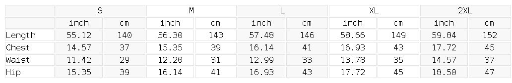 Size chart for the Women's Halter Flared Jumpsuit