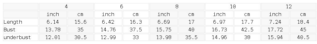Size chart for the Women's Halter Neck Yoga Sports Bra