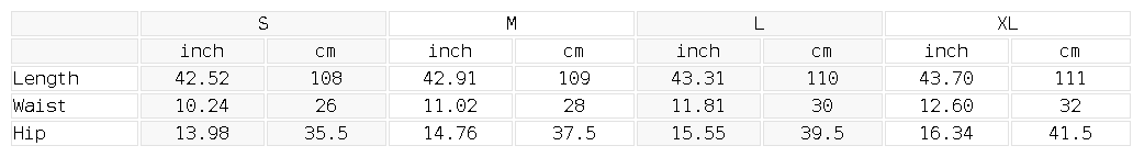 Size chart for the Women's High Waist Flare Leg Yoga Pants
