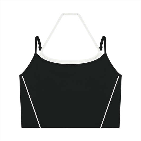 Women's Layered Yoga Tank Top in black with white