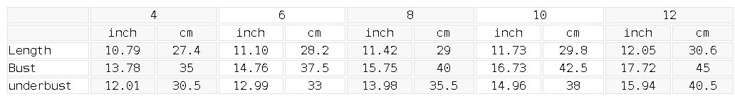 Size chart for the Women's Layered Yoga Tank Top