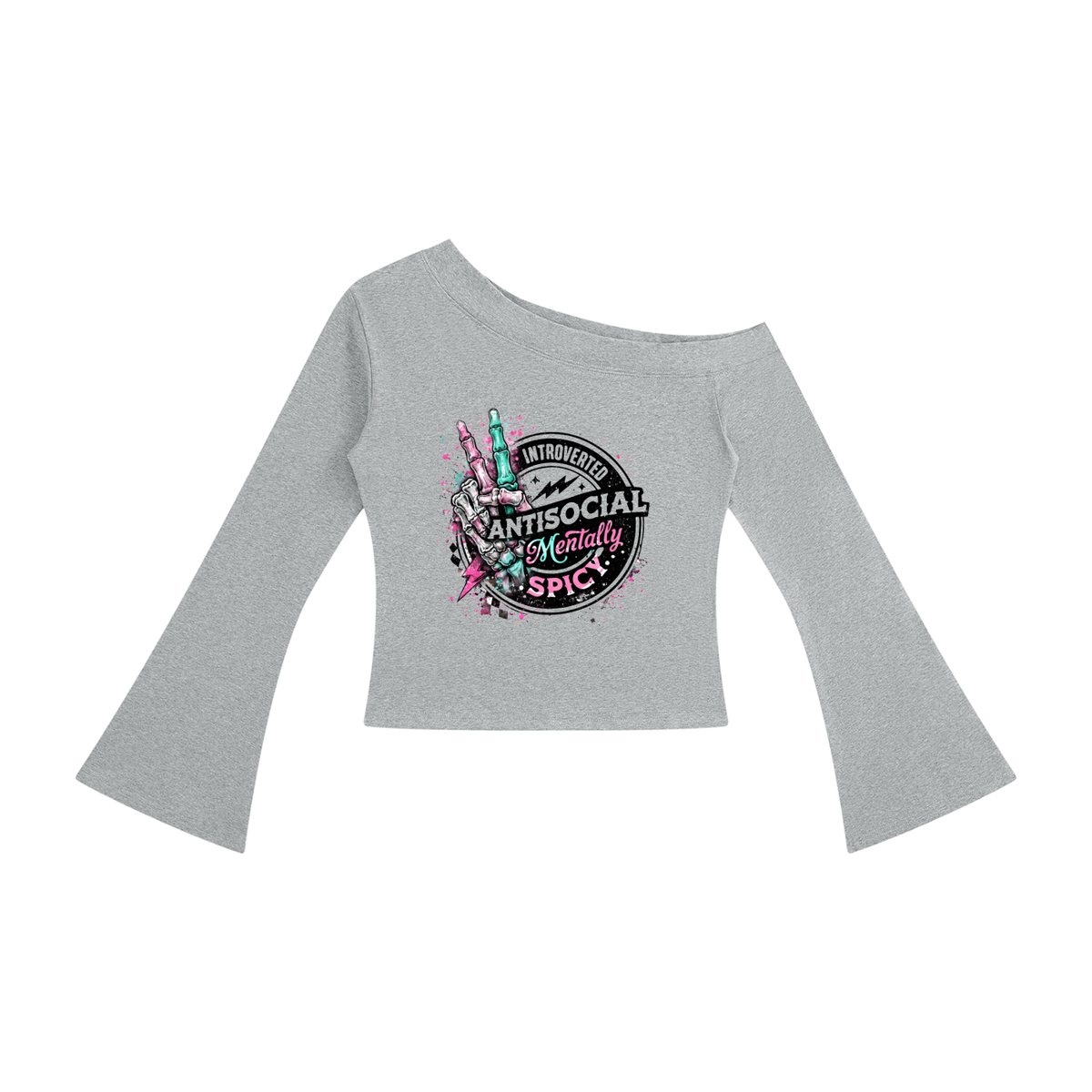 Women’s Mentally Spicy Off-Shoulder Bell Sleeve Top
