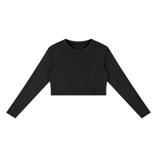 Women's Mineral Wash Crop Sweatshirt in black