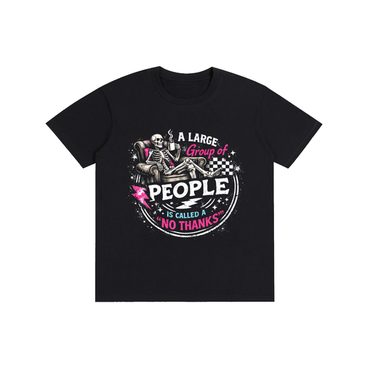 Women’s No Thanks Skeleton Lightweight Cotton T-Shirt - Black