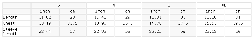 Size chart for the Women's Off-the-Shoulder Bell Sleeve Crop T-Shirt