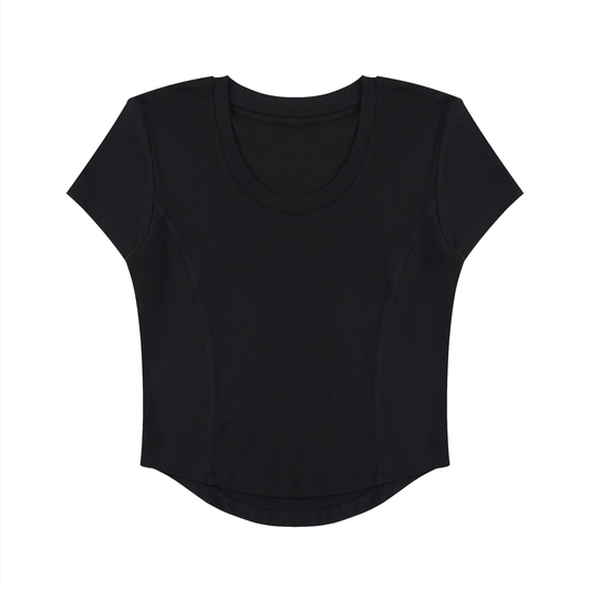 Women's Paneled Crop T-Shirt in black